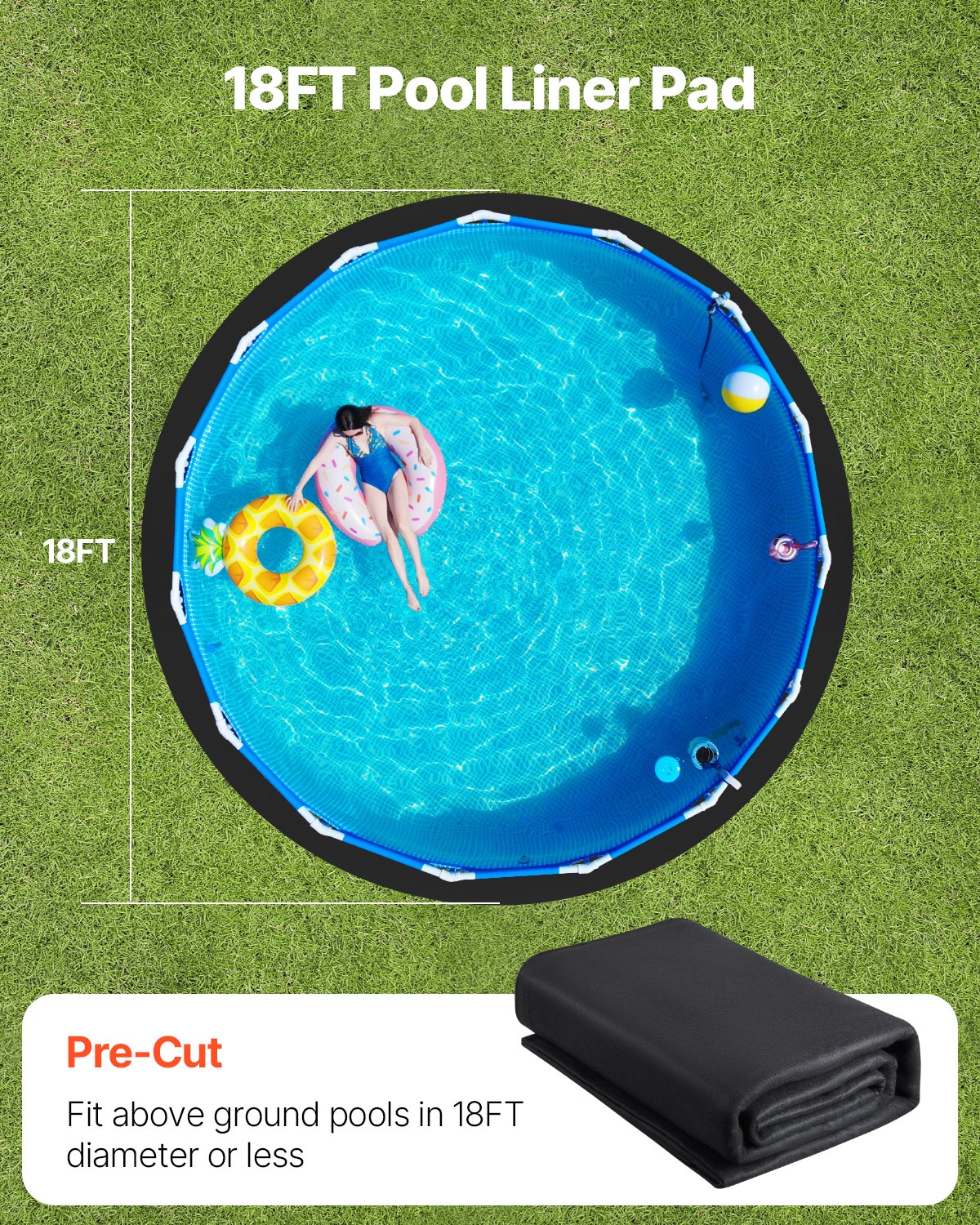 18ft Round Pool Liner Pad for Above Ground Pools for Heavy Pool Mat