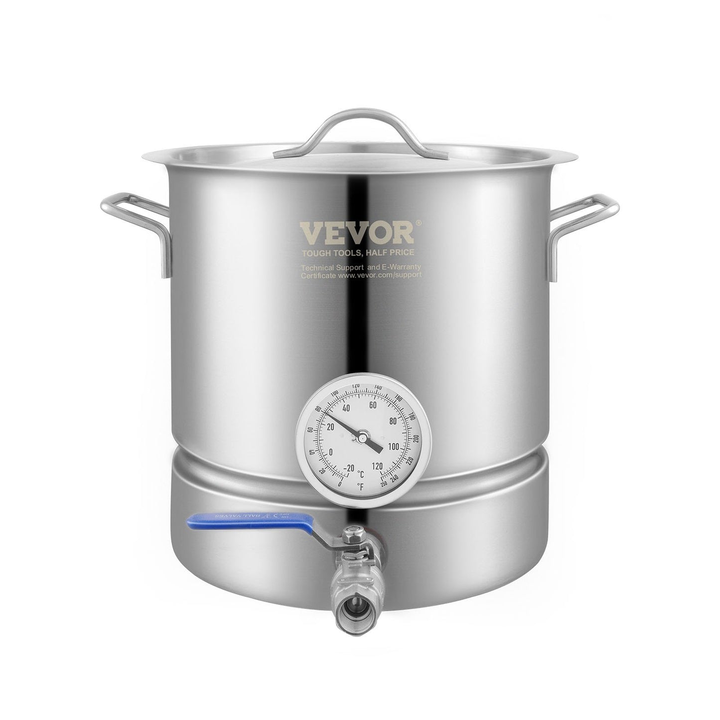 Vattenkokare i rostfritt stål, 5 GALLON brygggryta, trelagersbotten för öl, bryggkanna, hembryggningstillbehör inkluderar lock, handtag, termometer, kulventilstapp, filter, filterbricka