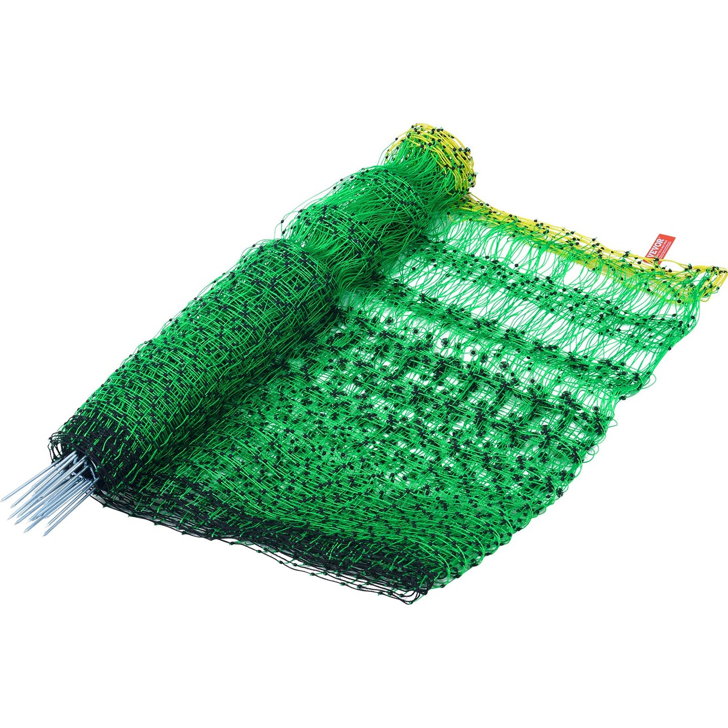 Elektrozaunnetz, 107 cm H x 413 cm L, PE-Maschenzaun mit Pfosten und Doppelspitzen, tragbares Netz für Ziegen, Schafe, Lämmer, Hirsche, Schweine, Hunde, zur Verwendung in Hinterhöfen, auf Bauernhöfen und Ranches