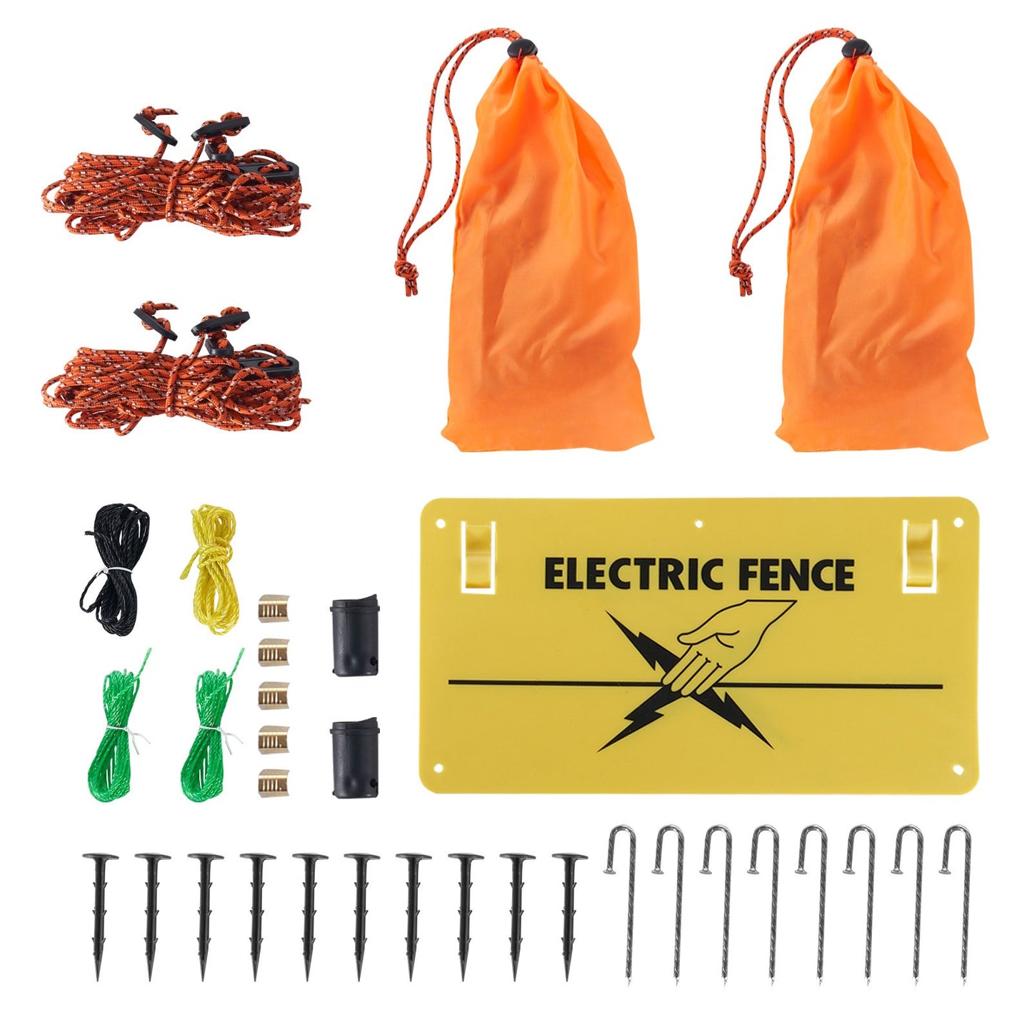 Elektrozaunnetz, 107 cm H x 413 cm L, PE-Maschenzaun mit Pfosten und Doppelspitzen, tragbares Netz für Ziegen, Schafe, Lämmer, Hirsche, Schweine, Hunde, zur Verwendung in Hinterhöfen, auf Bauernhöfen und Ranches