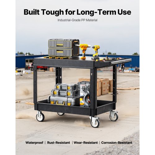 2-hylls Utility Cart 550 lbs 37 x 25,4-tums servicevagn med hjul | EU