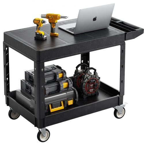 2-hylls Utility Cart 550 lbs 37 x 25,4-tums servicevagn med hjul | EU