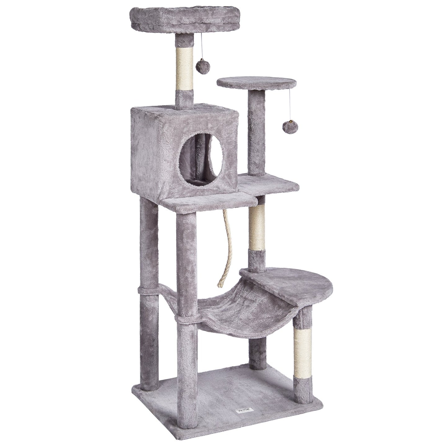 Cat Tree 56.2" Cat Tower with Cat Condo Sisal Scratching Post Light Gray