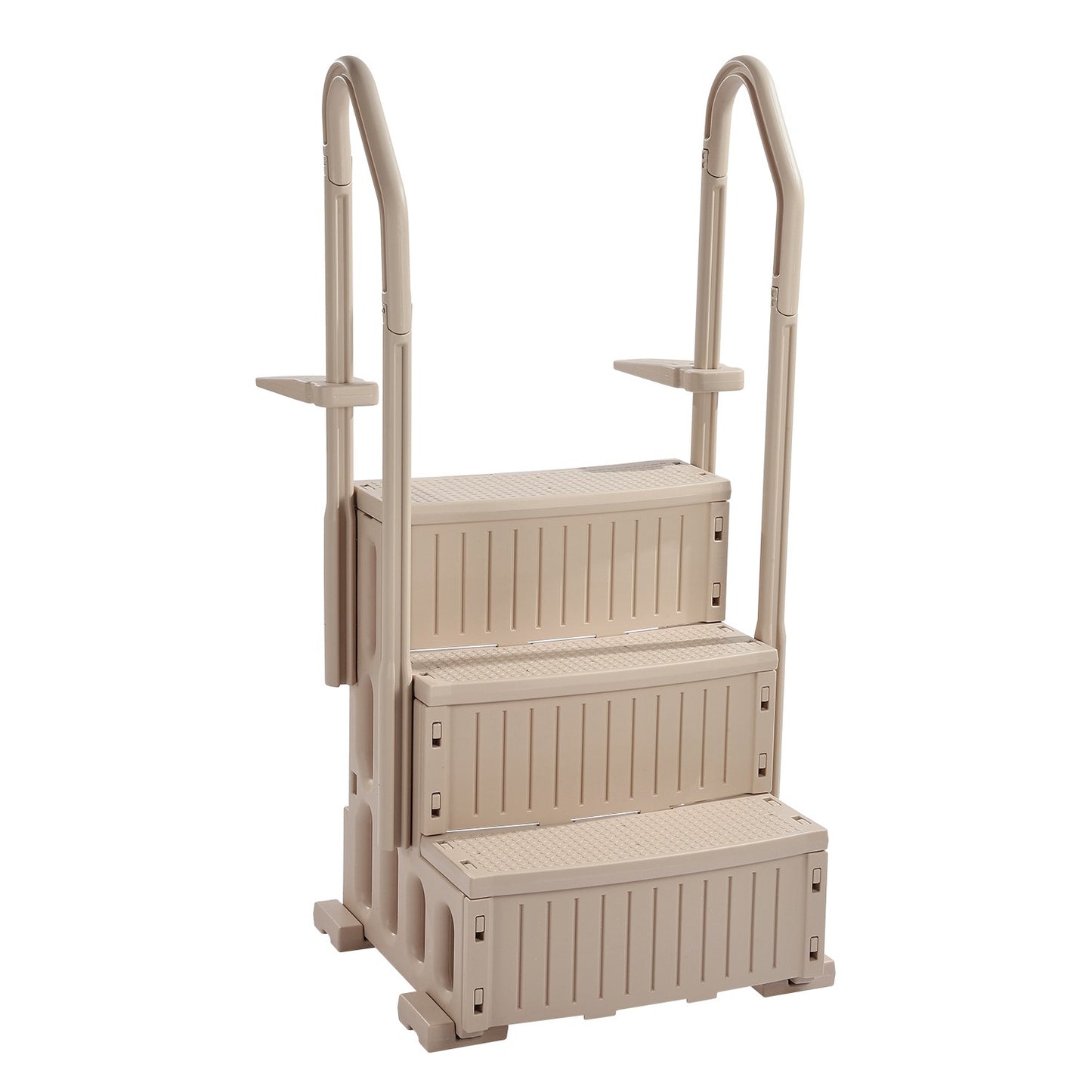 3-stegs taupe poolstege med 2 ledstänger stödjer 400 lb för 36-48 i pooler