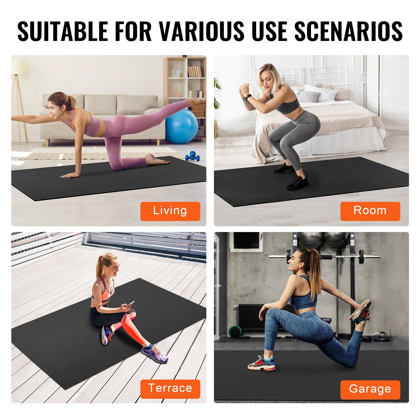 Träningsmatta Halkfri yogamatta Gym Fitness Pilate Träningsmatta (8x5ft)