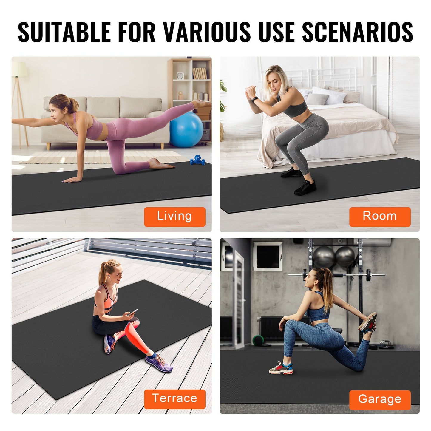 Trainingsmatte, rutschfeste Yogamatte, für Fitnessstudio, Fitness, Pilates, Trainingsmatte (3 x 1,8 m)