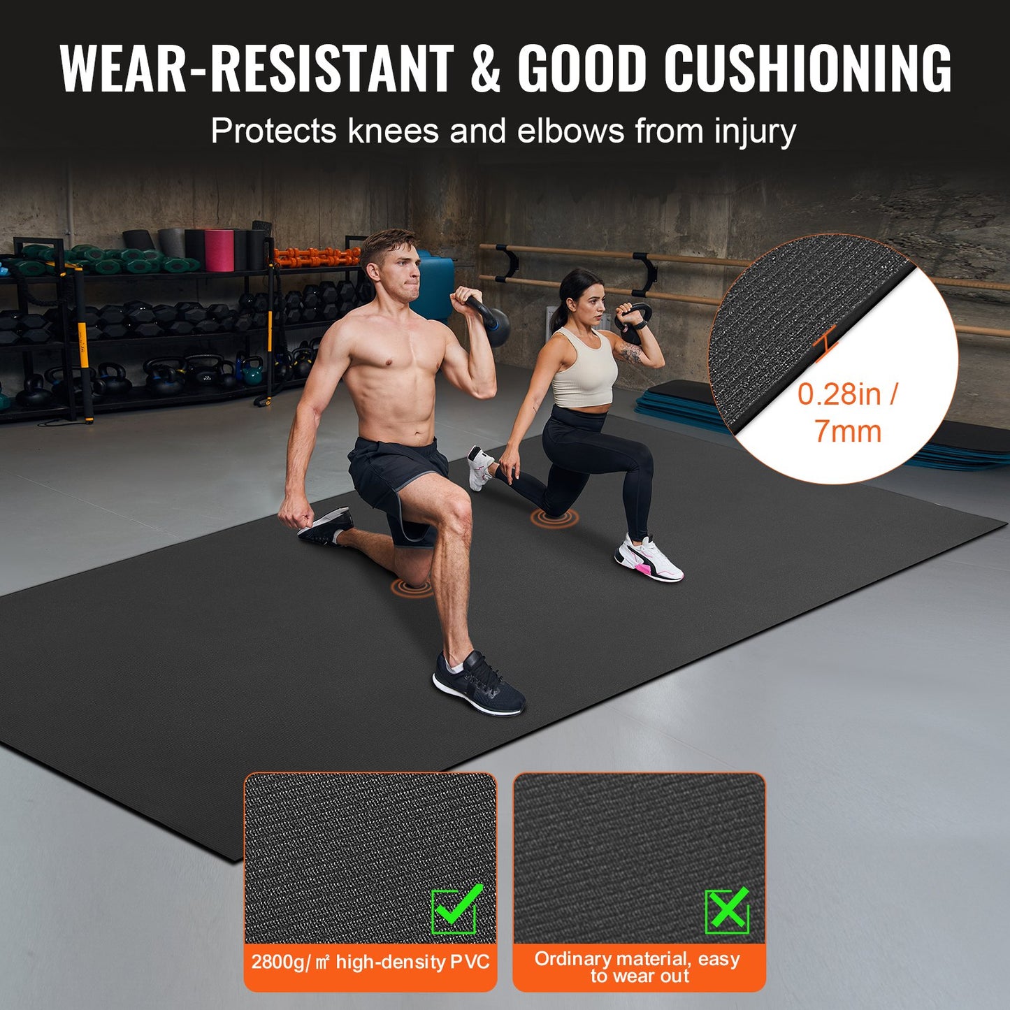 Träningsmatta Halkfri yogamatta Gym Fitness Pilate Träningsmatta (12x6ft)