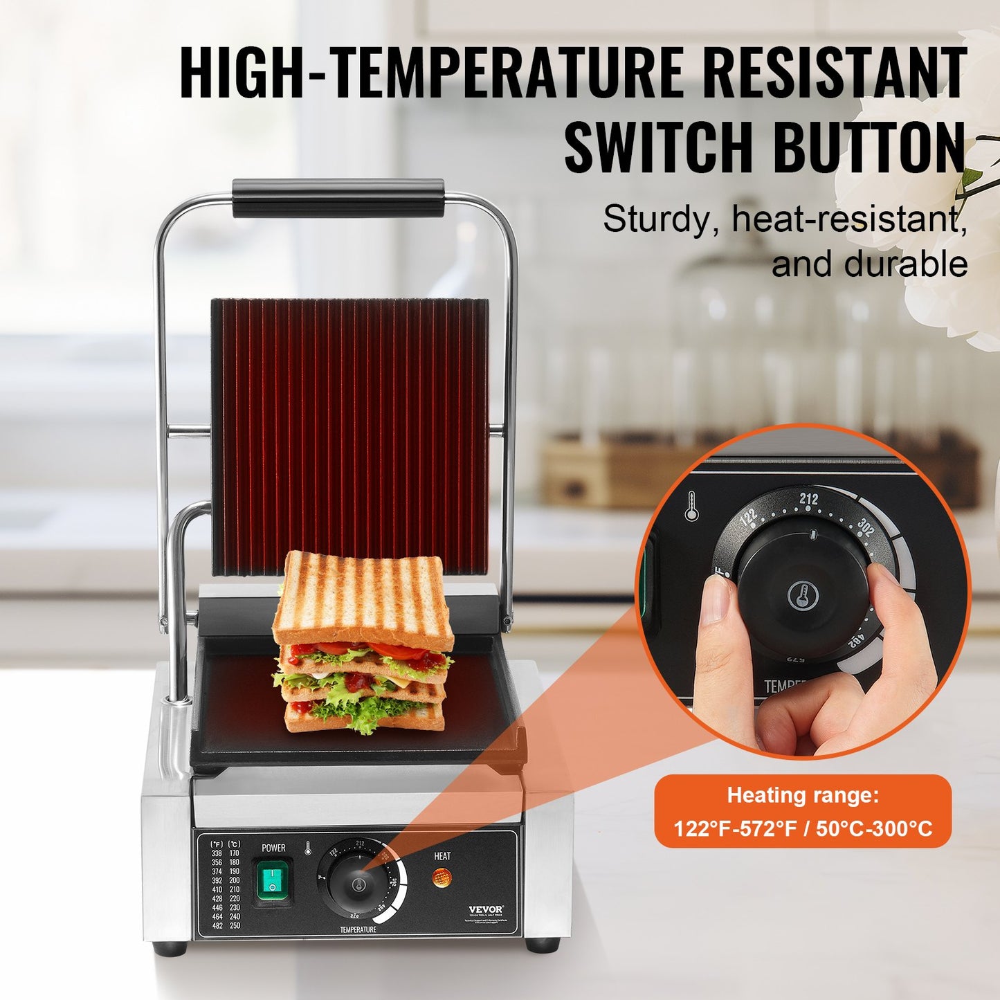 Commercial panini press grill Electric sandwich maker Grill plate 9"x9