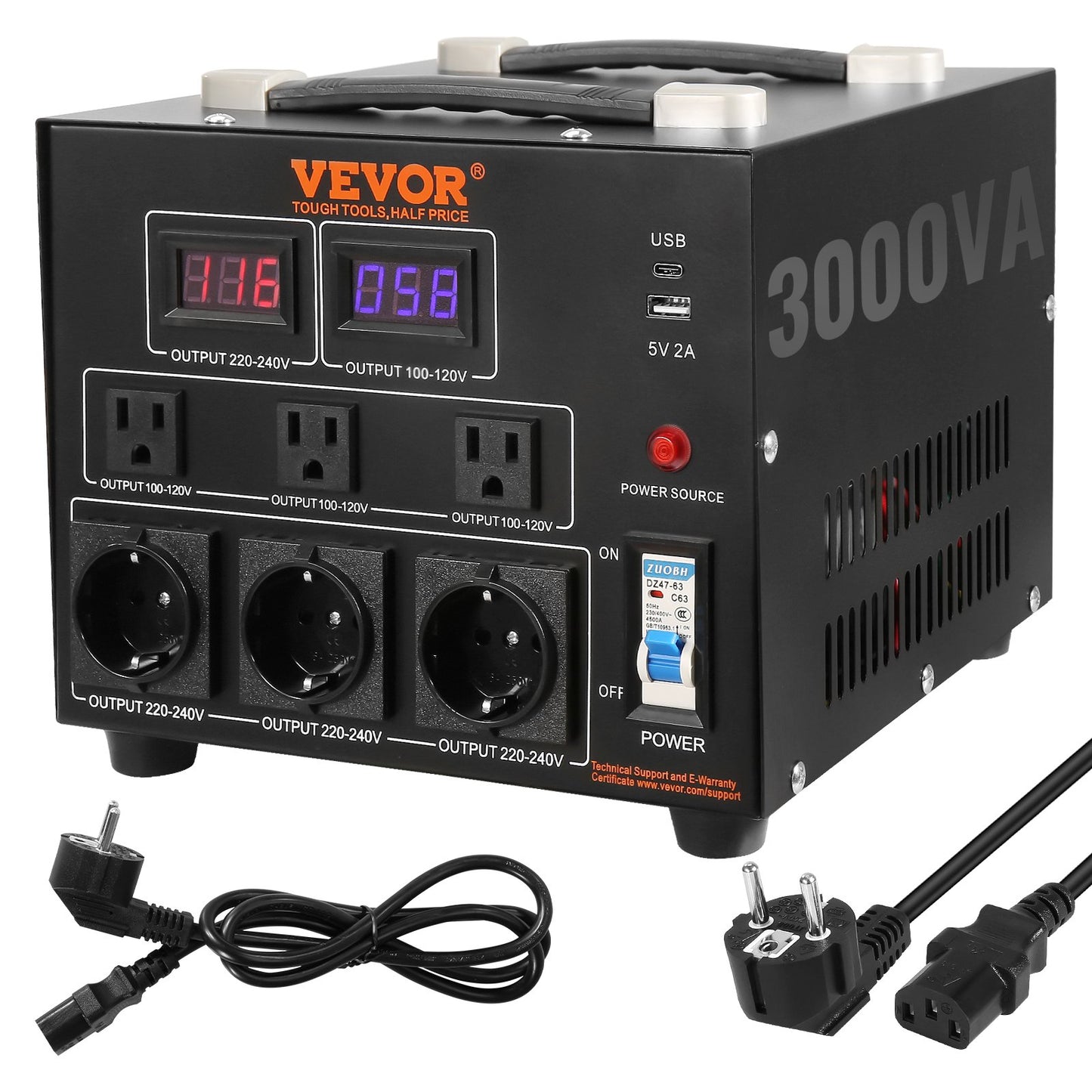 3000VA Spänningsomvandlare Transformator Step Up/Down 220V-110V /110V-220V CE
