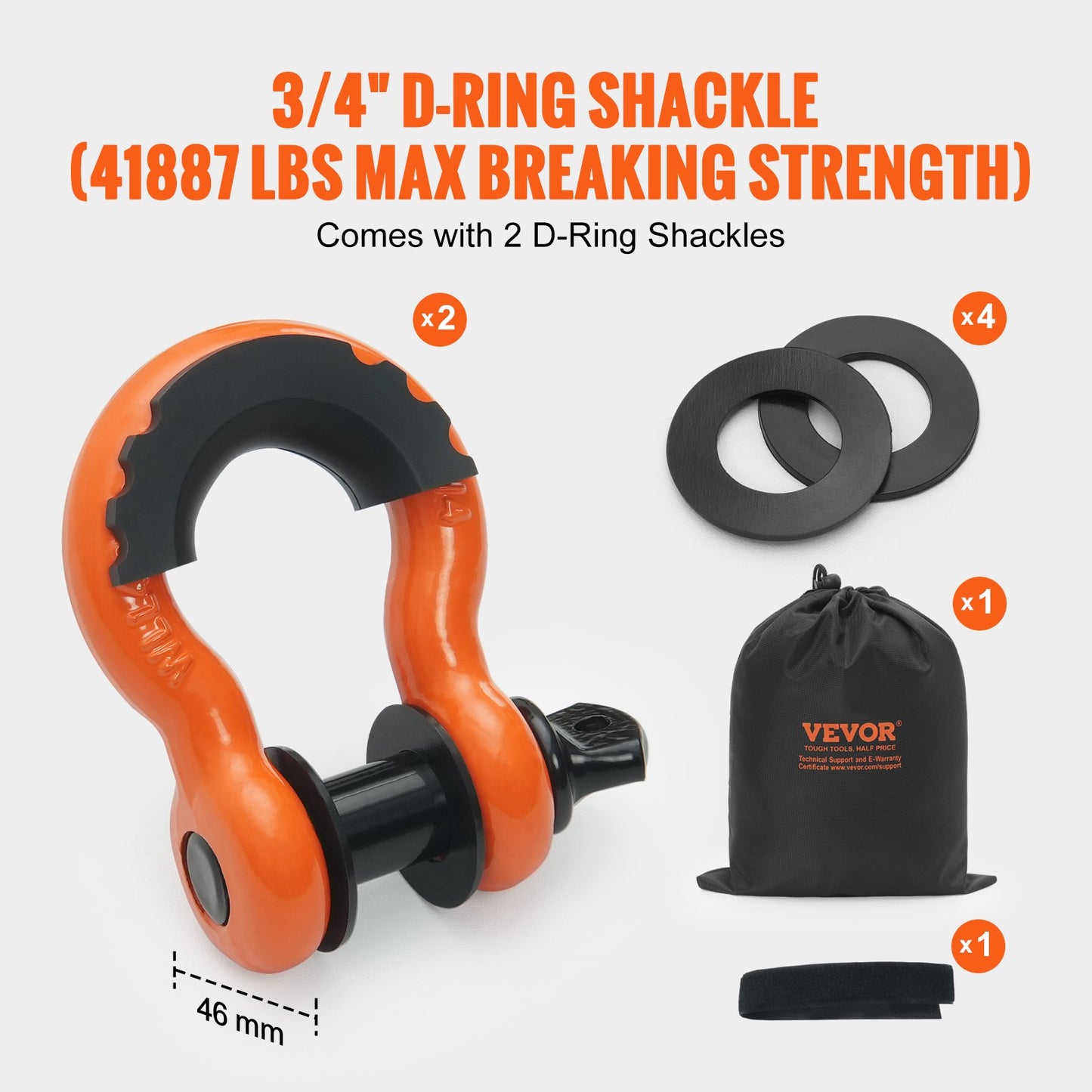 Heavy Duty Dragband Recovery Kit 3" x 20 ft (MBS-36 000 lbs) Tree Saver Vinschrem, tredubbel förstärkt ögla & skyddshylsor & förvaringsväska, 3/4" D-Ring Shackles, för Jeep SUV ATV