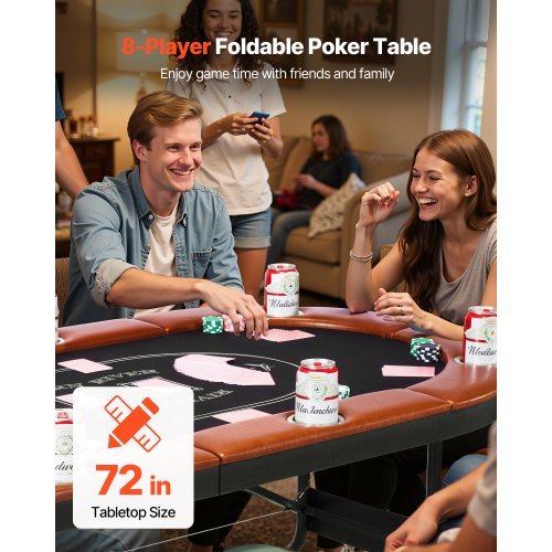 1828,8 mm Hopfällbart pokerbord Hopfällbart casinobord för 8 spelare Texas Hold'em
