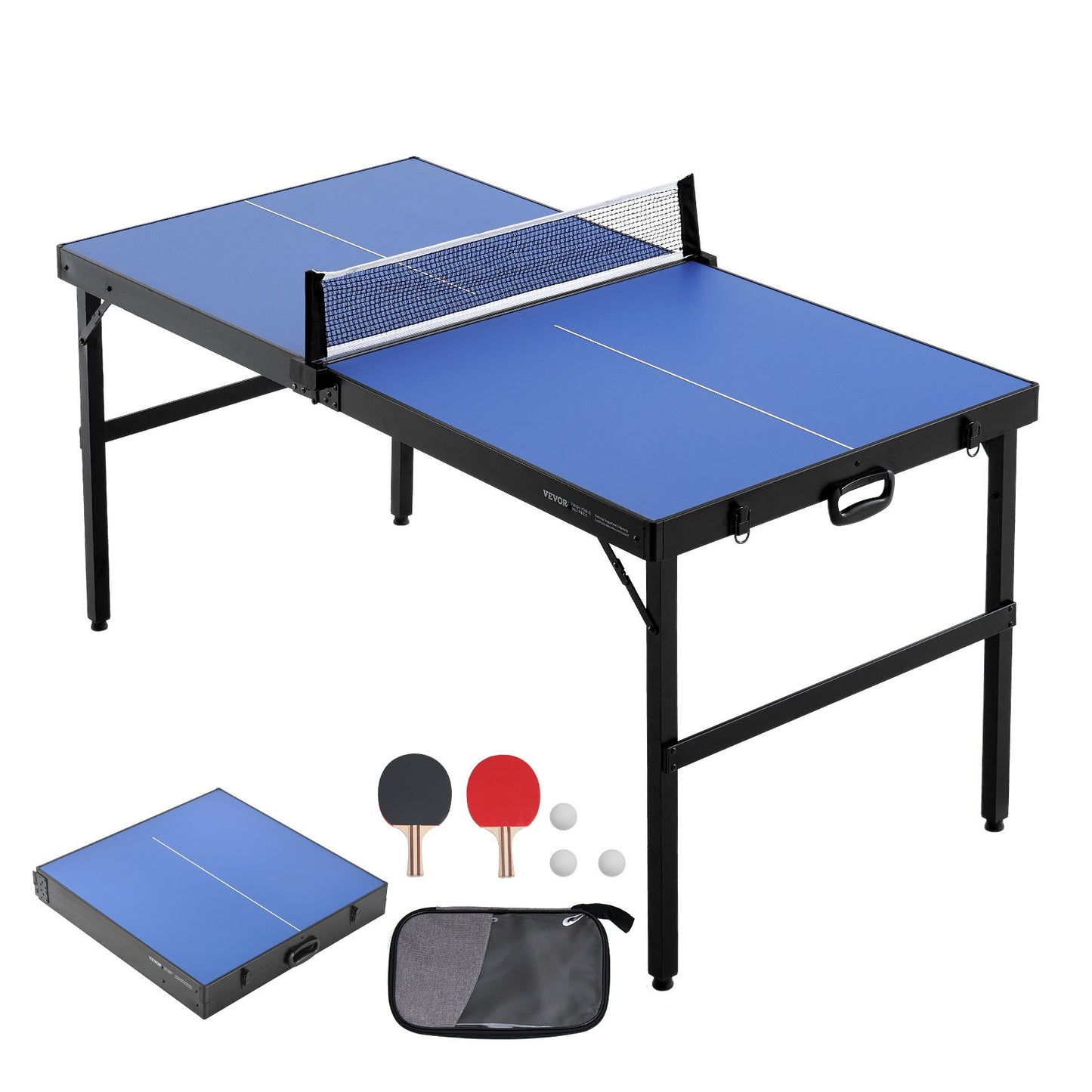 Mellanstor pingisbord Vikbart bordtennisspelbord inomhus med nät