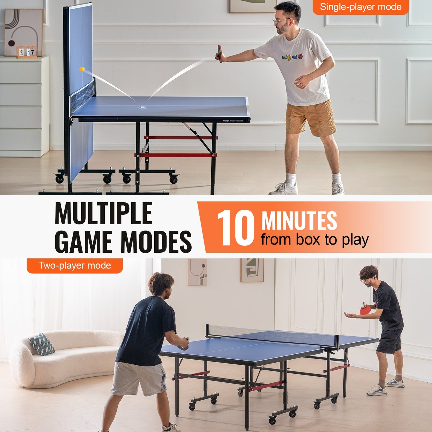 Ping Pong Bord Hopfällbart Bordtennis Spelbord inomhus med klämnät