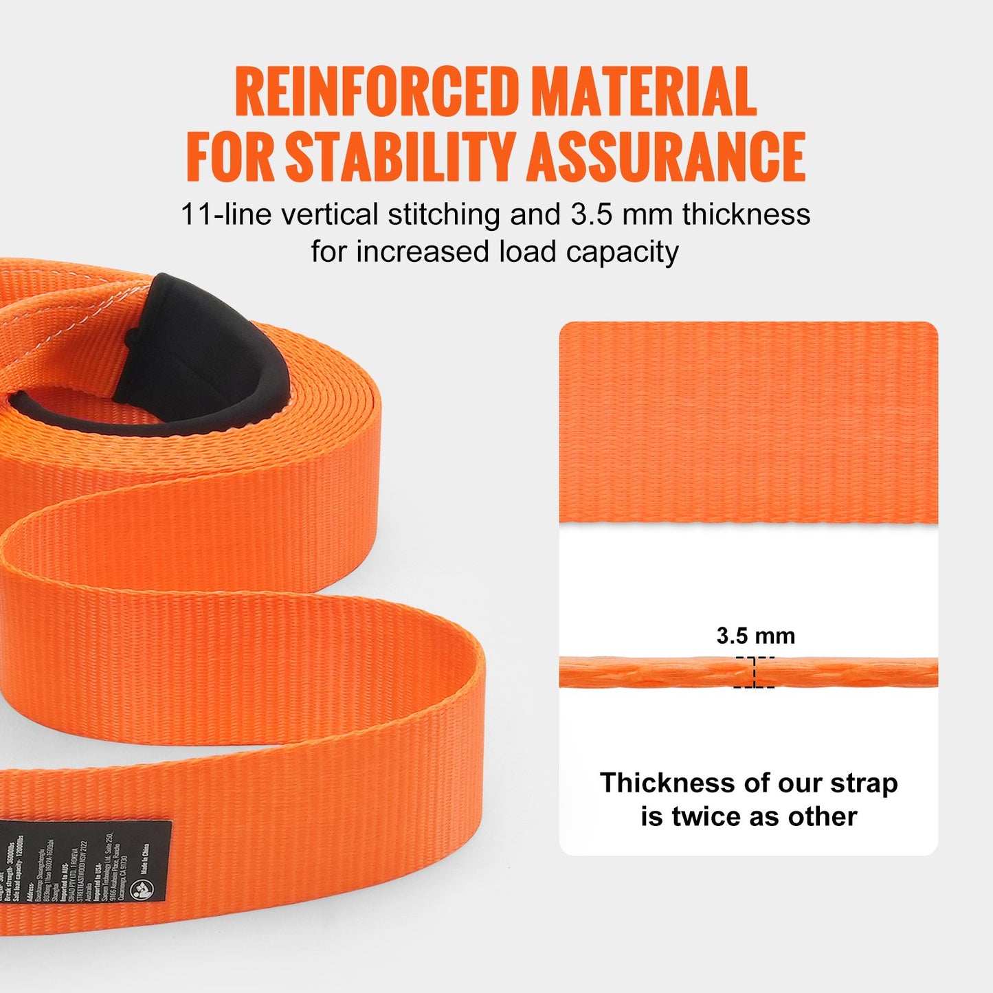 Polyester Heavy Duty Drag Strap Recovery Kit 3" x 30 ft (MBS-36 000 lbs) Vinschrem, Trippel förstärkt ögla, Snatch Strap + 2" Shackle Hitch Receiver + 3/4" D-Ring Shackles (2PCS) + förvaringsväska