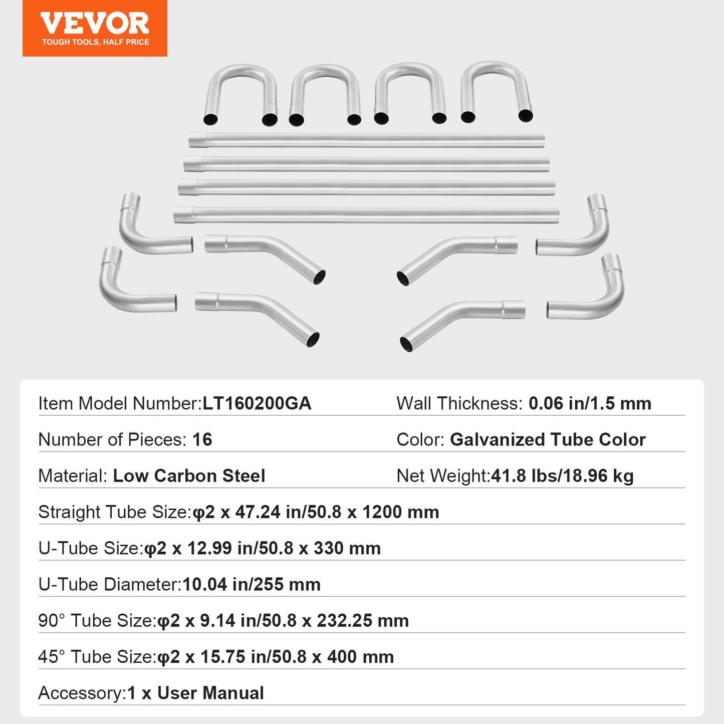 DIY Universal Exhaust Kit 16 Piece Exhaust Pipe Kit with Slip-Fit Joint