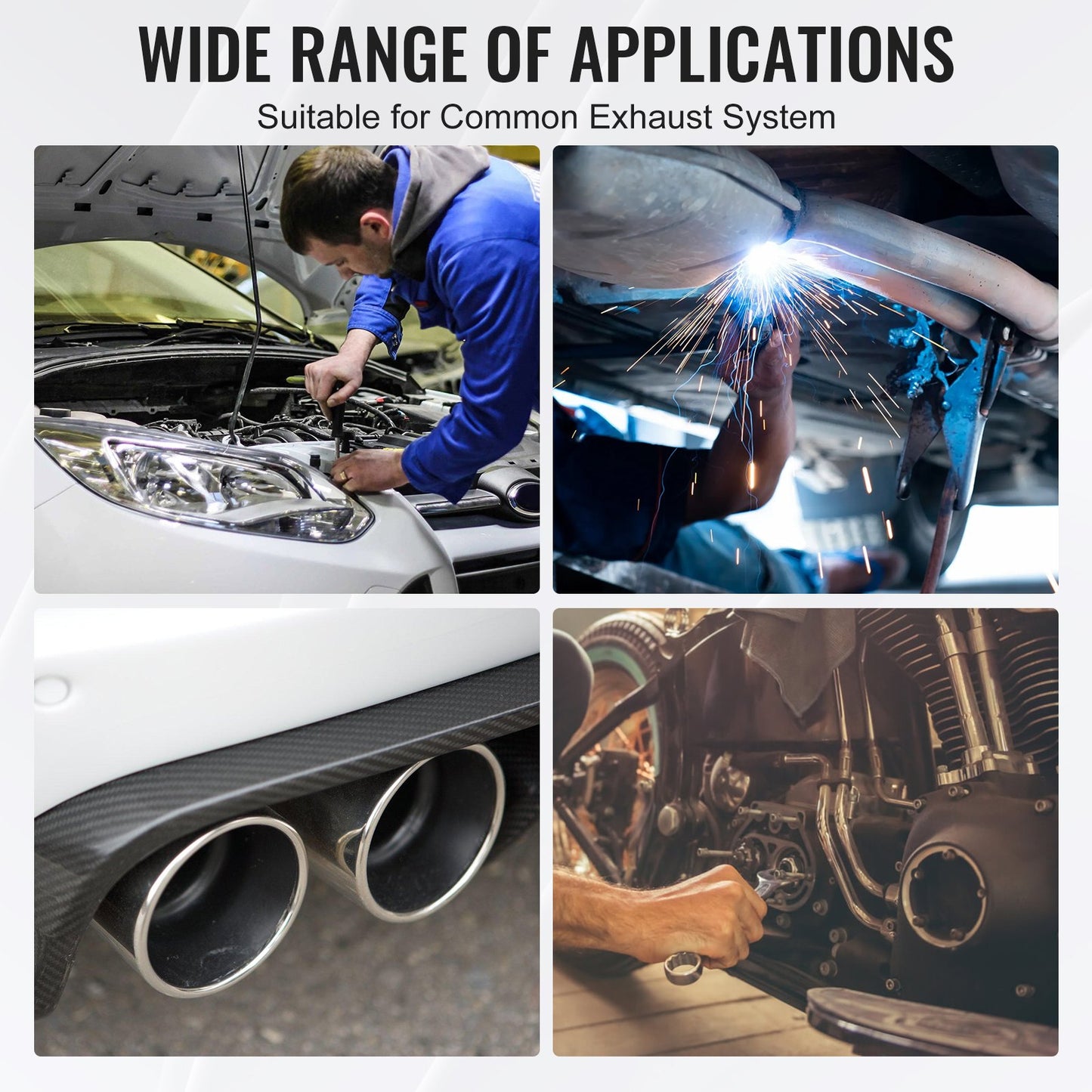 DIY universal exhaust kit 8 piece exhaust pipe kit with Slip-Fit Led