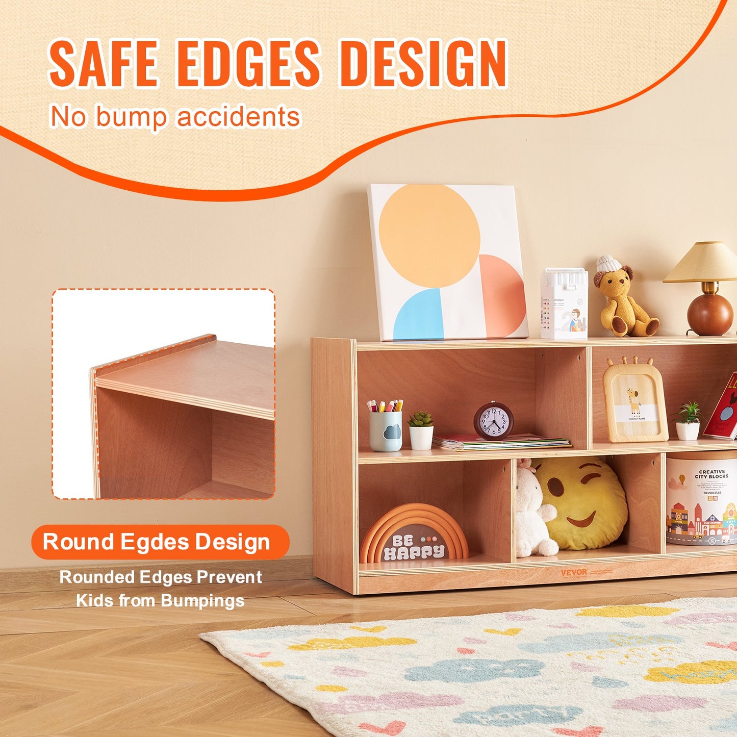 Förvaringshylla Brickskåp 5-sektion Cubby Storage 2-hylla för hemskola