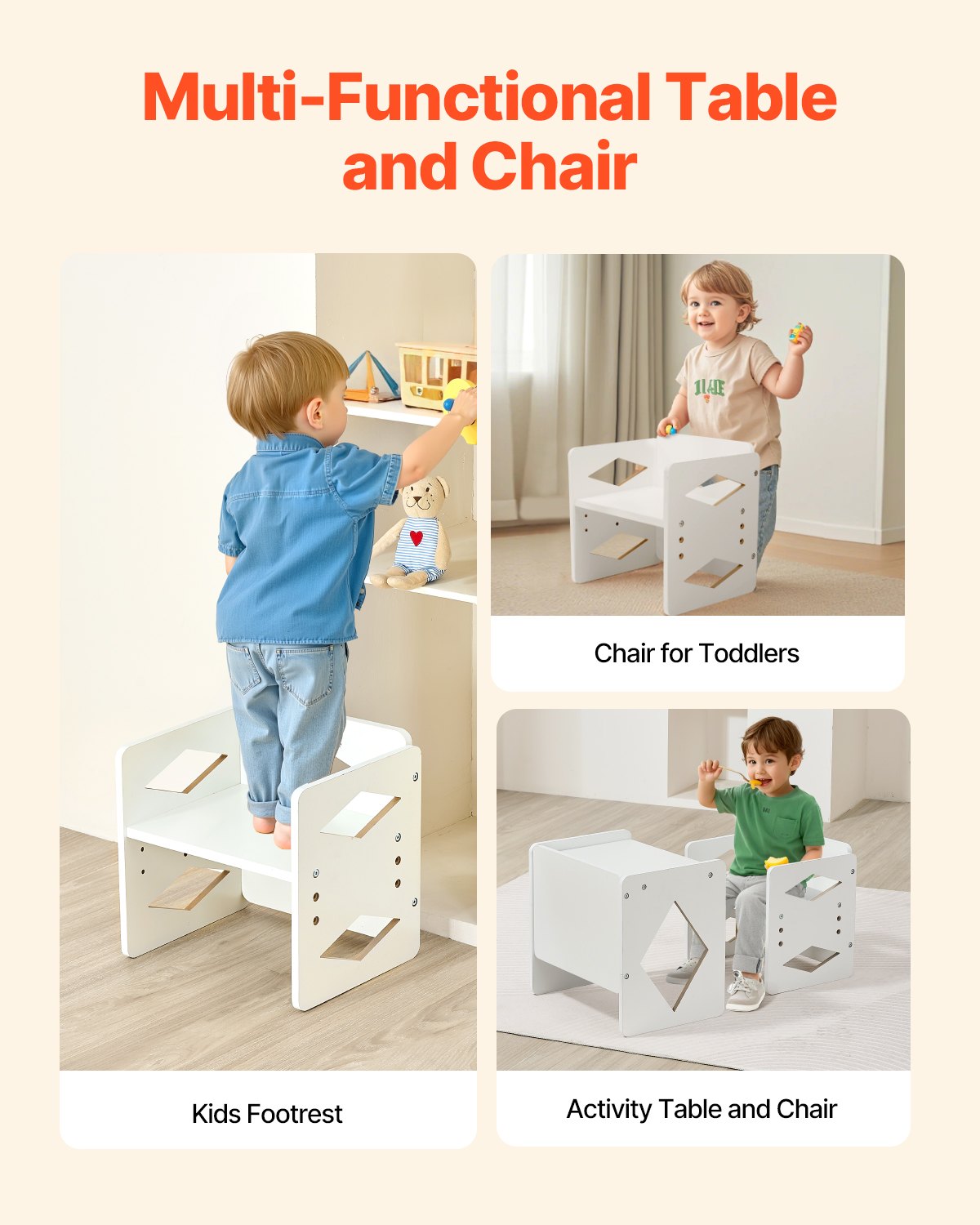Avvänjningsbord och stolset Montessori Kids Aktivitetsbord och stol Vit