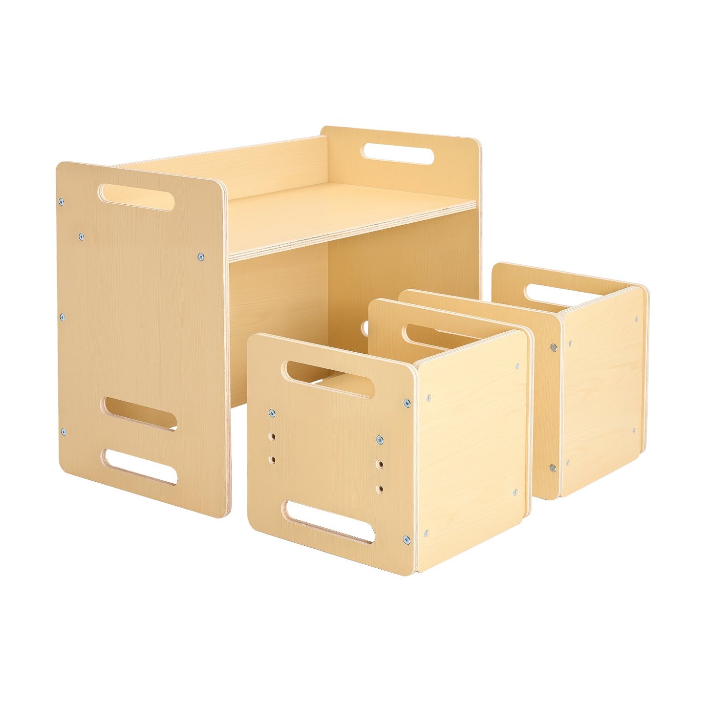 Weaning Table and Chair Set Montessori Toddler Desk with 2 Chairs Wood