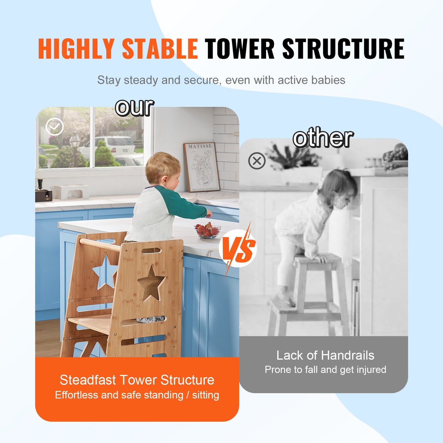 Tower Step Pall för småbarn 3-nivåer höjdjusterbar 350LBS lastning