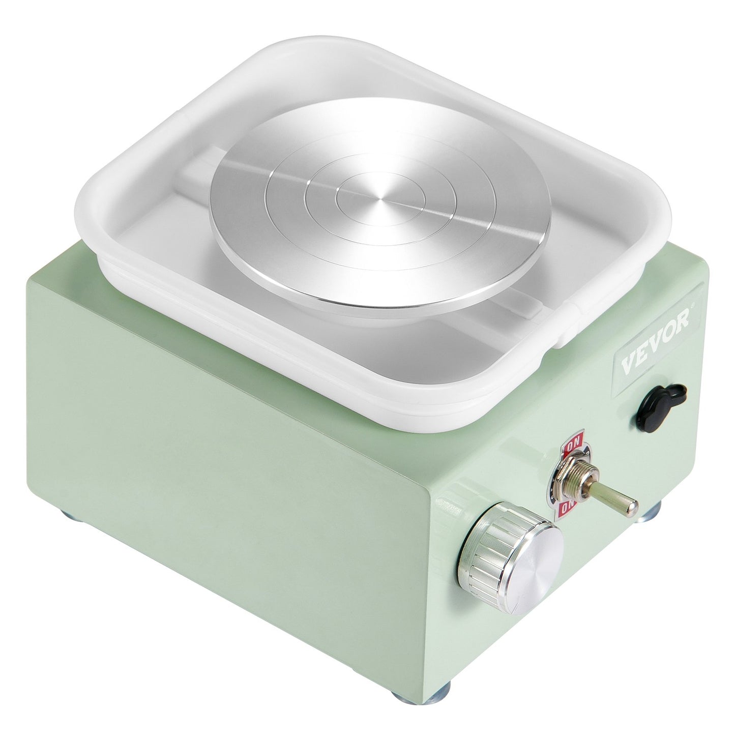 Mini Pottery Wheel, 0-320RPM Adjustable Speed Detachable Basin Forming Machine, 2.56in/3.94in 2 Turntables Electric Ceramic Wheel Machine, 18pcs Accessories, for Art Craft Work Home DIY, Green