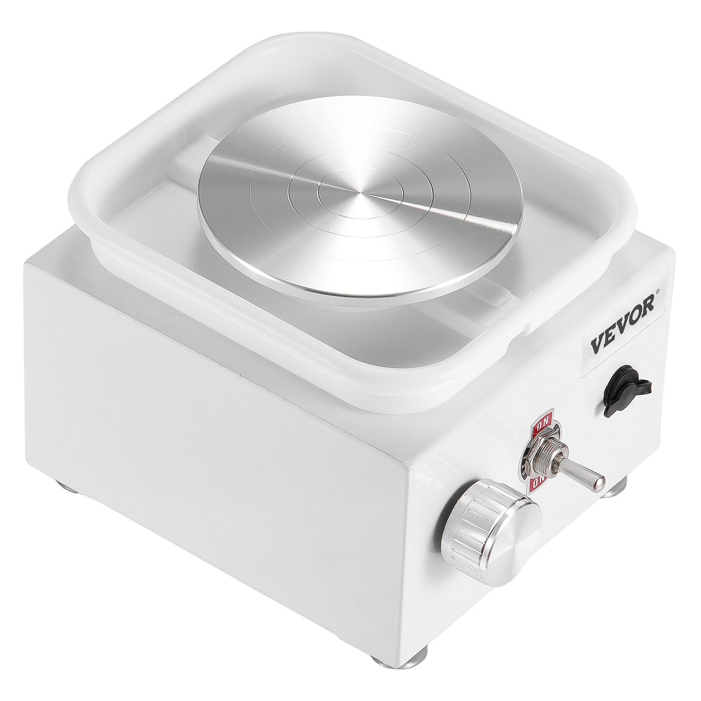 Mini Pottery Wheel, 0-320RPM Adjustable Speed Detachable Basin Forming Machine, 2.56in/3.94in 2 Turntables Electric Ceramic Wheel Machine, 18pcs Accessories, for Art Craft Work Home DIY, White