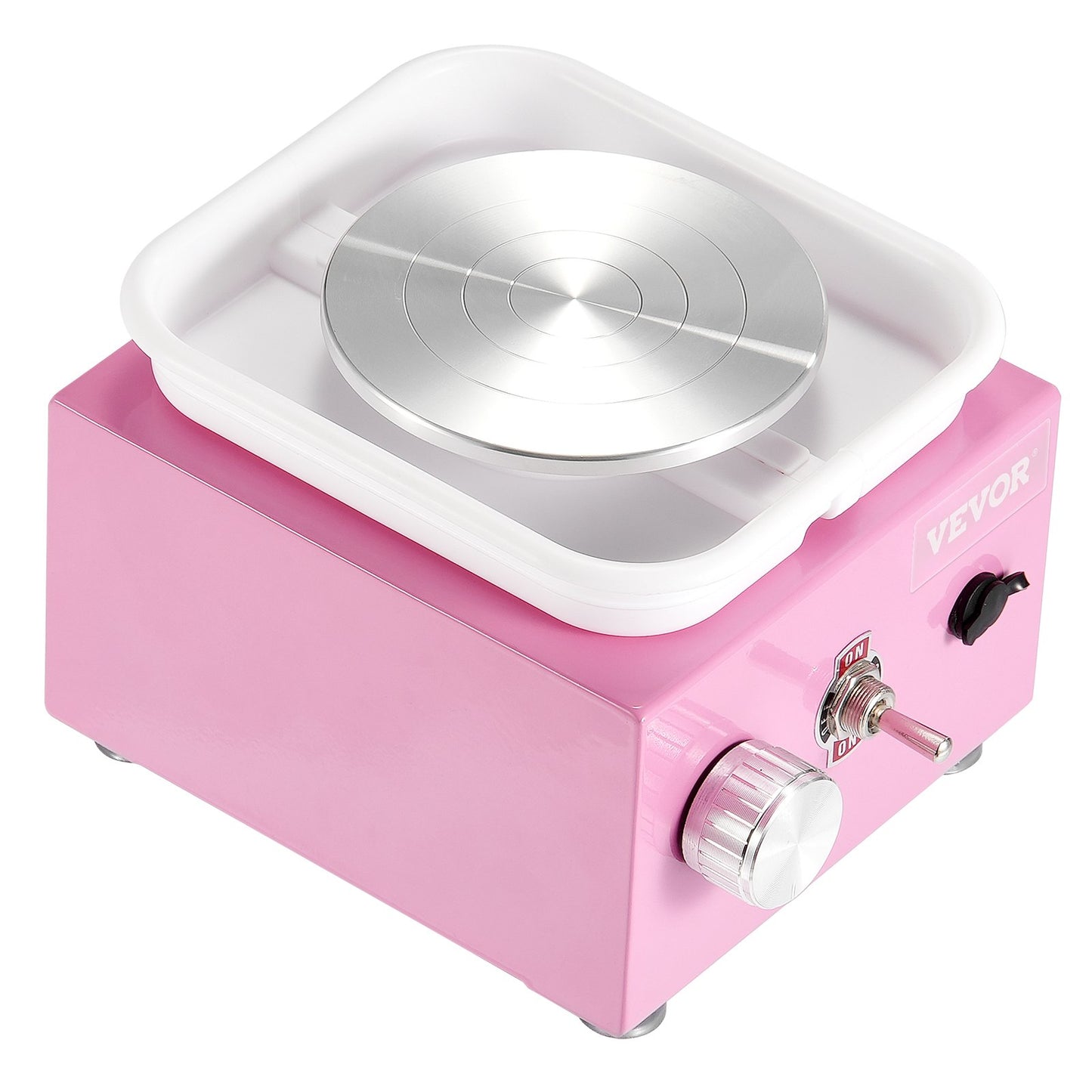 Mini Pottery Wheel, 0-320RPM Adjustable Speed Detachable Basin Forming Machine, 2.56in/3.94in 2 Turntables Electric Ceramic Wheel Machine, 18pcs Accessories, for Art Craft Work Home DIY, Pink