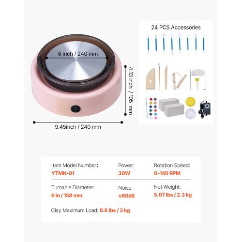 Mini Keramikhjul Elektrisk Lerhjul för Barn 158 mm Skivspelare Rosa | EU