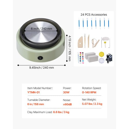 Mini Keramikhjul Elektrisk Lerhjul för Barn 158 mm Vändskiva Grön | EU