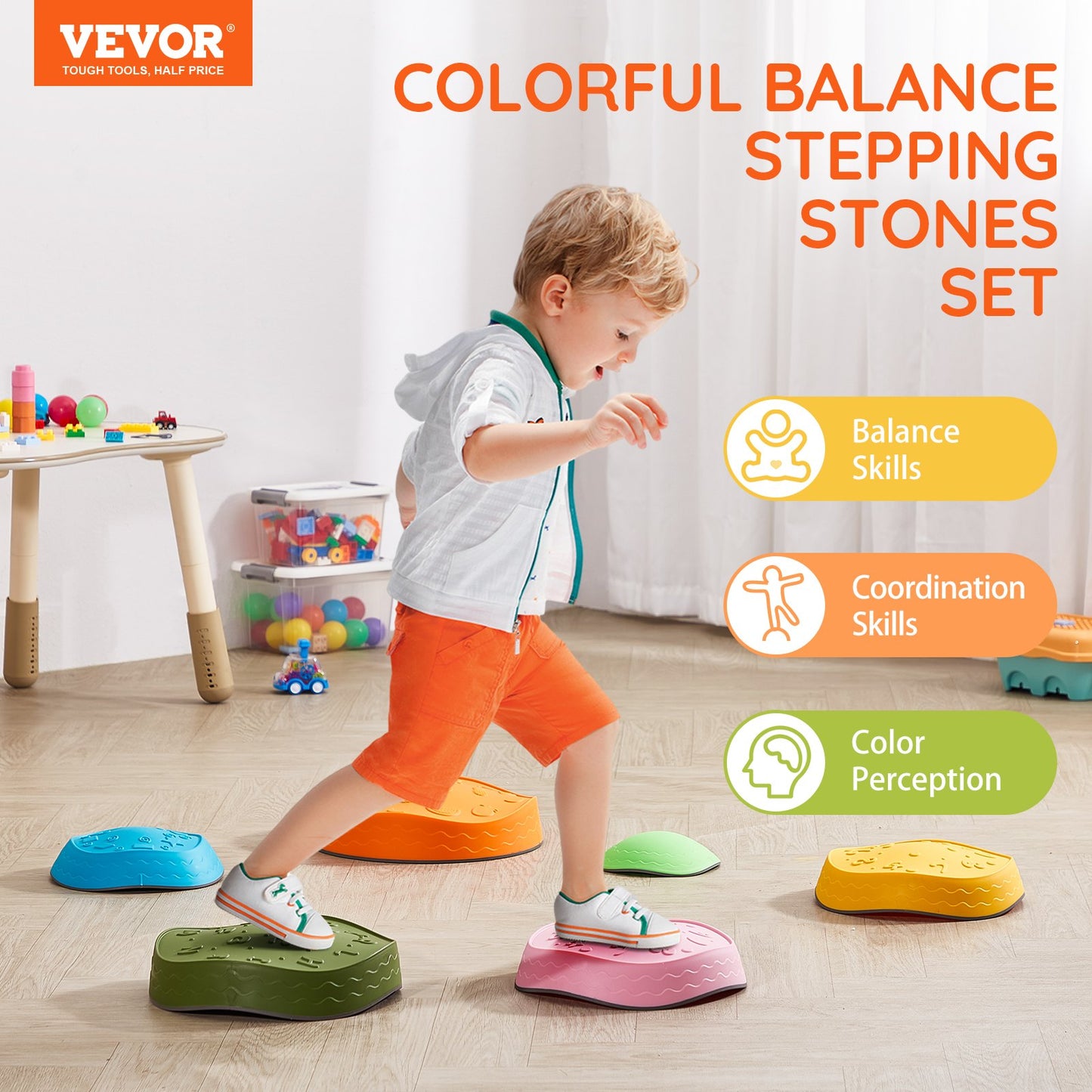 Kids Balance Stepping Stones Sensorisk hinderbana 6 ST Utomhus inomhus
