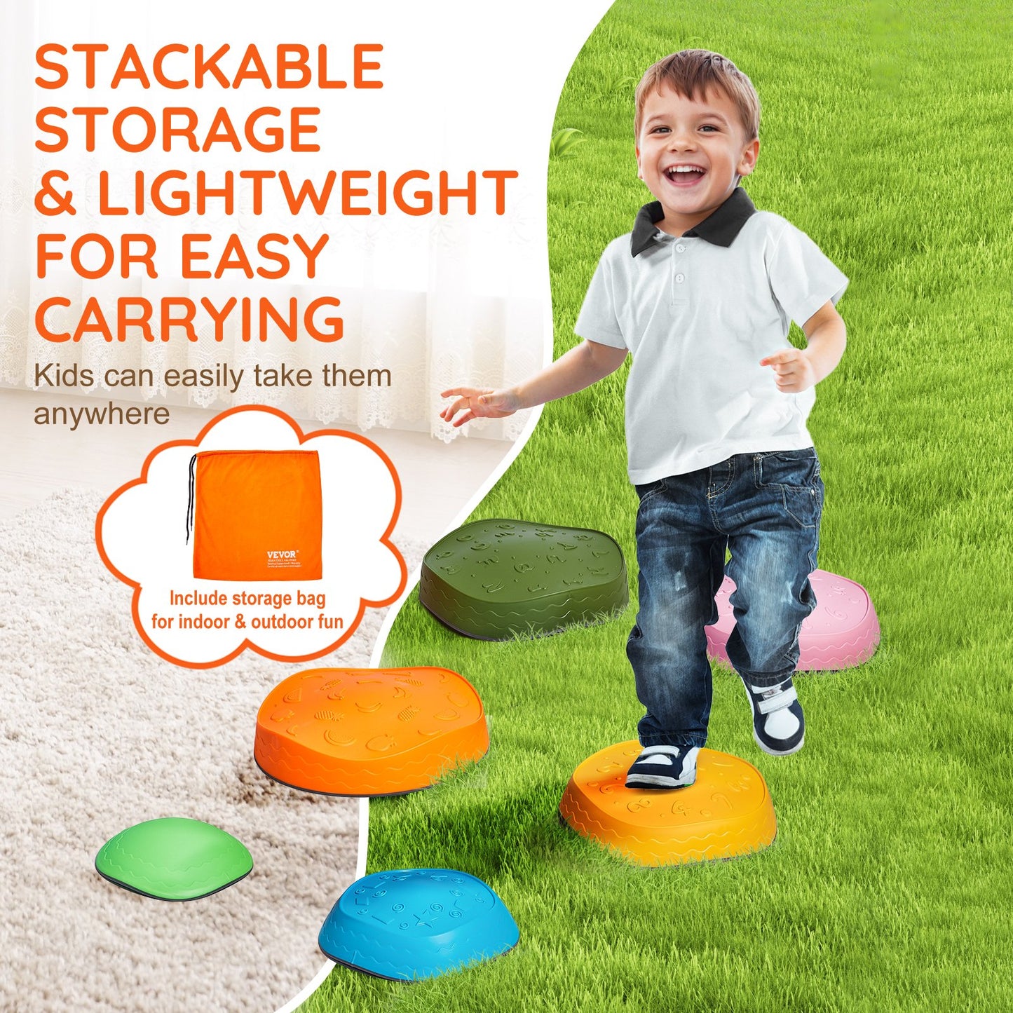 Kids Balance Stepping Stones Sensorisk hinderbana 6 ST Utomhus inomhus
