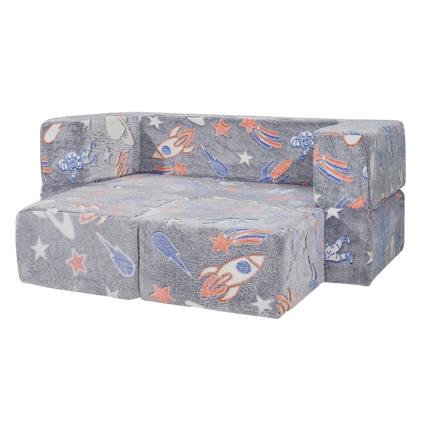 Modular Kids Play Couch 4st DIY Glow in the Dark Toddler Stol Grå