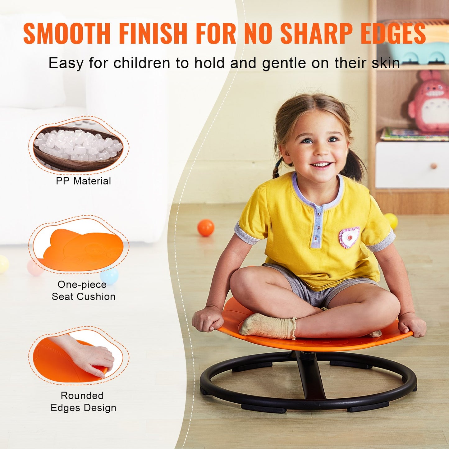 Elephant Kids Spinning Chair 220 lbs Sensory Swivel Chair Seat Orange