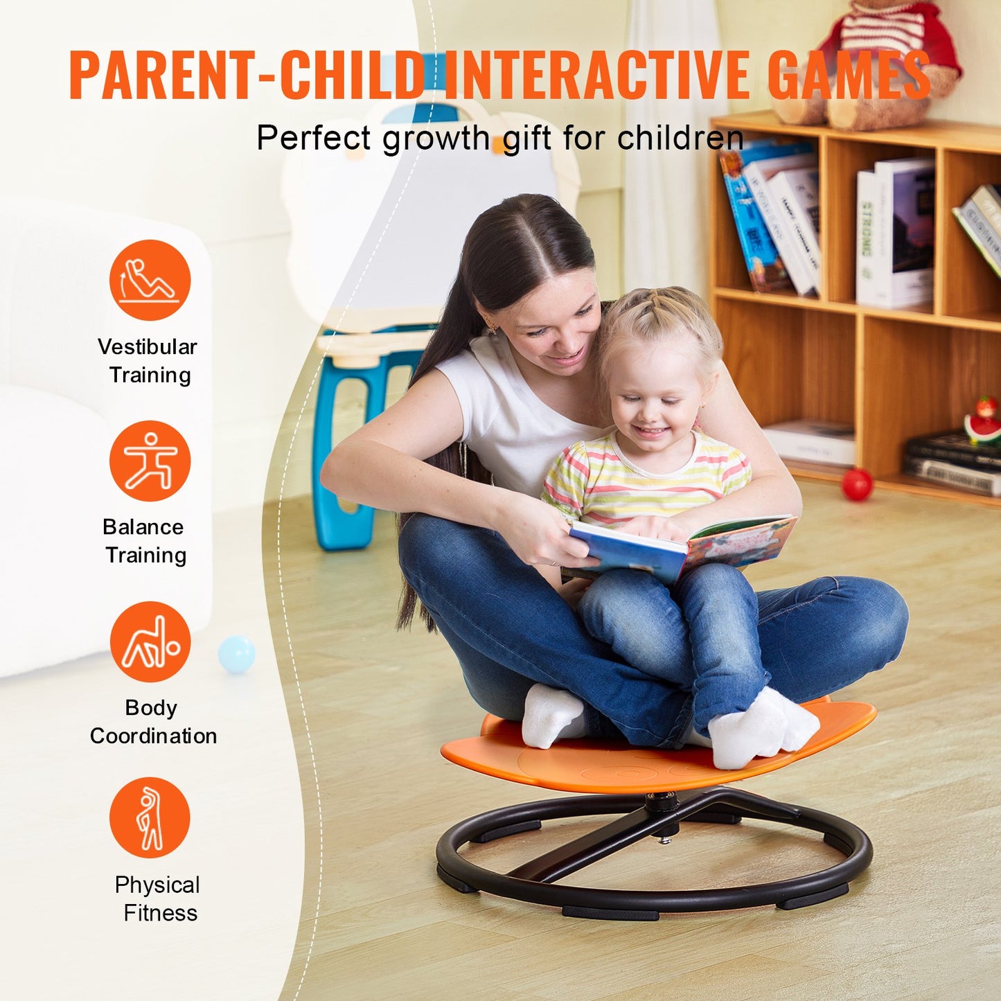 Elephant Kids Spinning Chair 220 lbs Sensory Swivel Chair Seat Orange