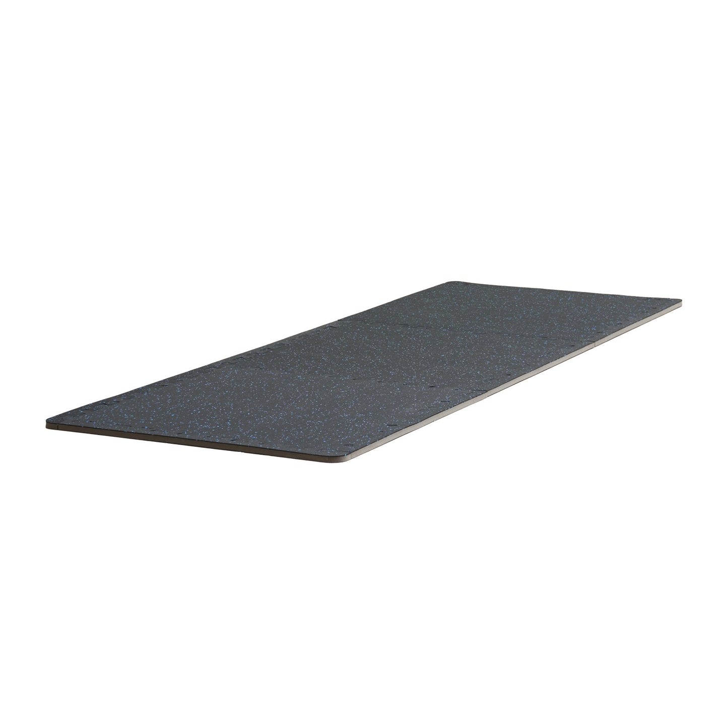0.56" Thick Gym Floor Mats 6 Tiles Rubber Top with EVA Foam Black & Blue