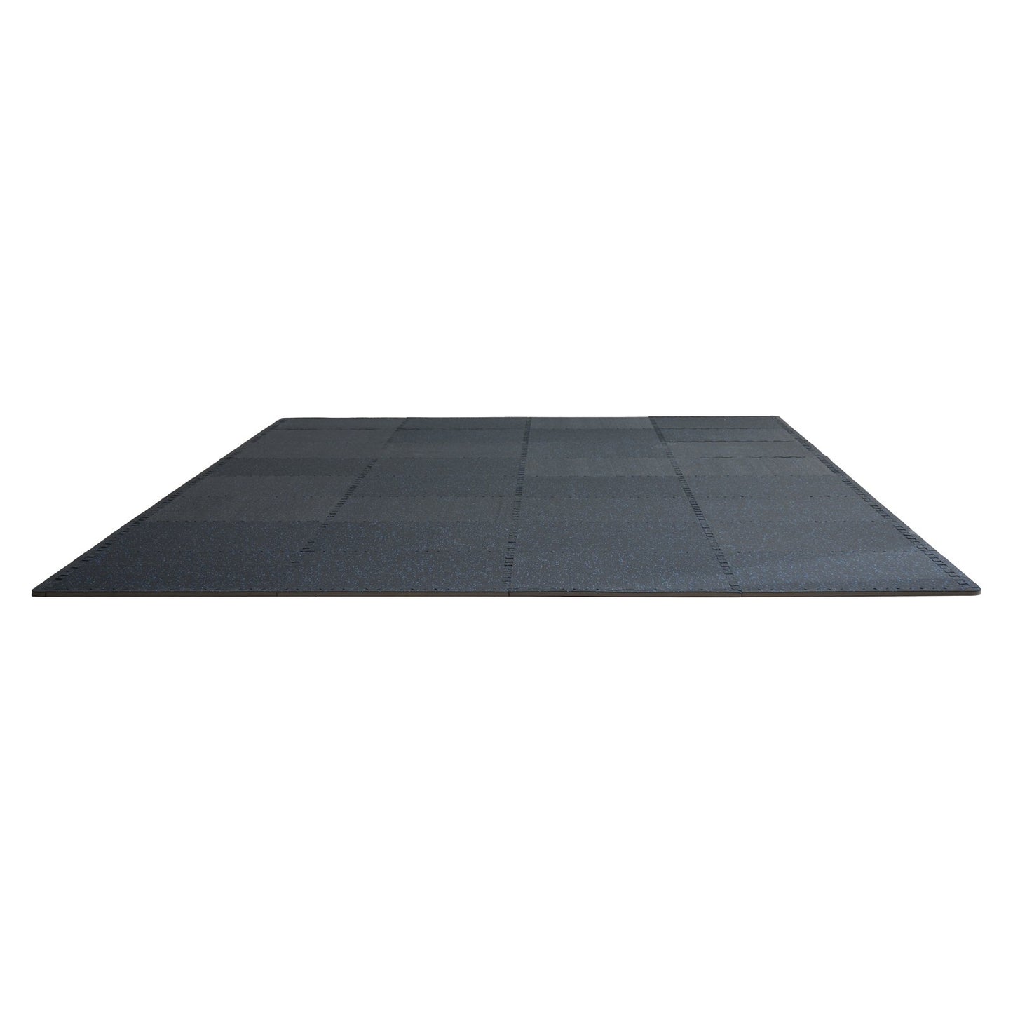 0.56" Thick Gym Floor Mats 6 Tiles Rubber Top with EVA Foam Black & Blue