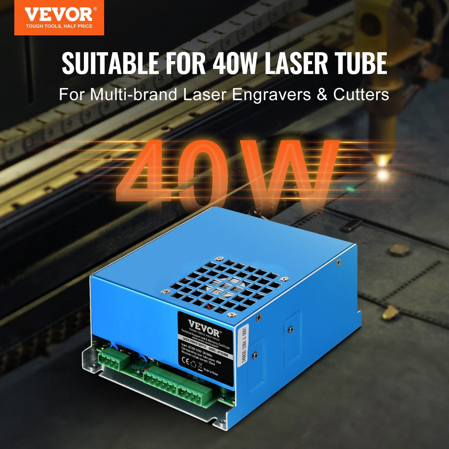 CO2 Laser Strömförsörjning för 40W Laser Tube Laser Gravers och Cutters