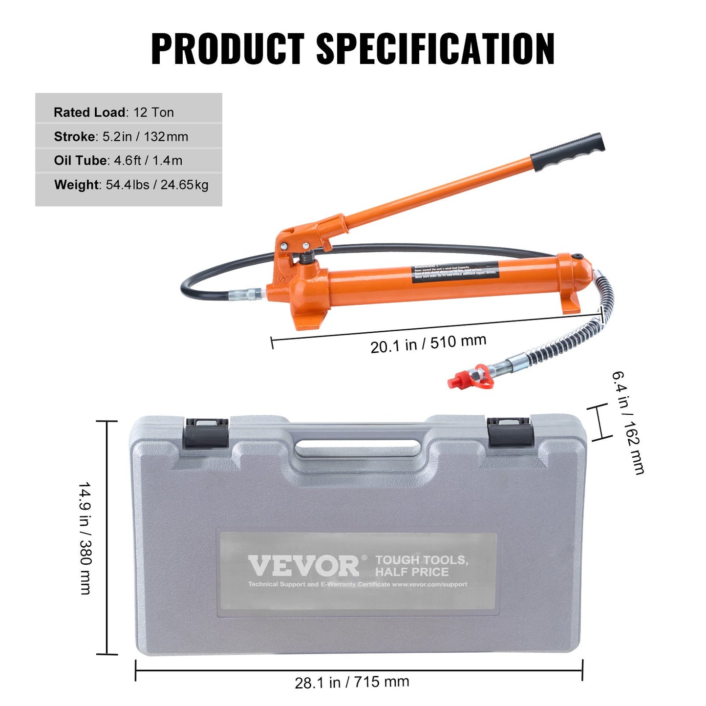 12 ton hydraulisk domkraft luftpump lyft ram kroppsram Porta Power Repair Kit