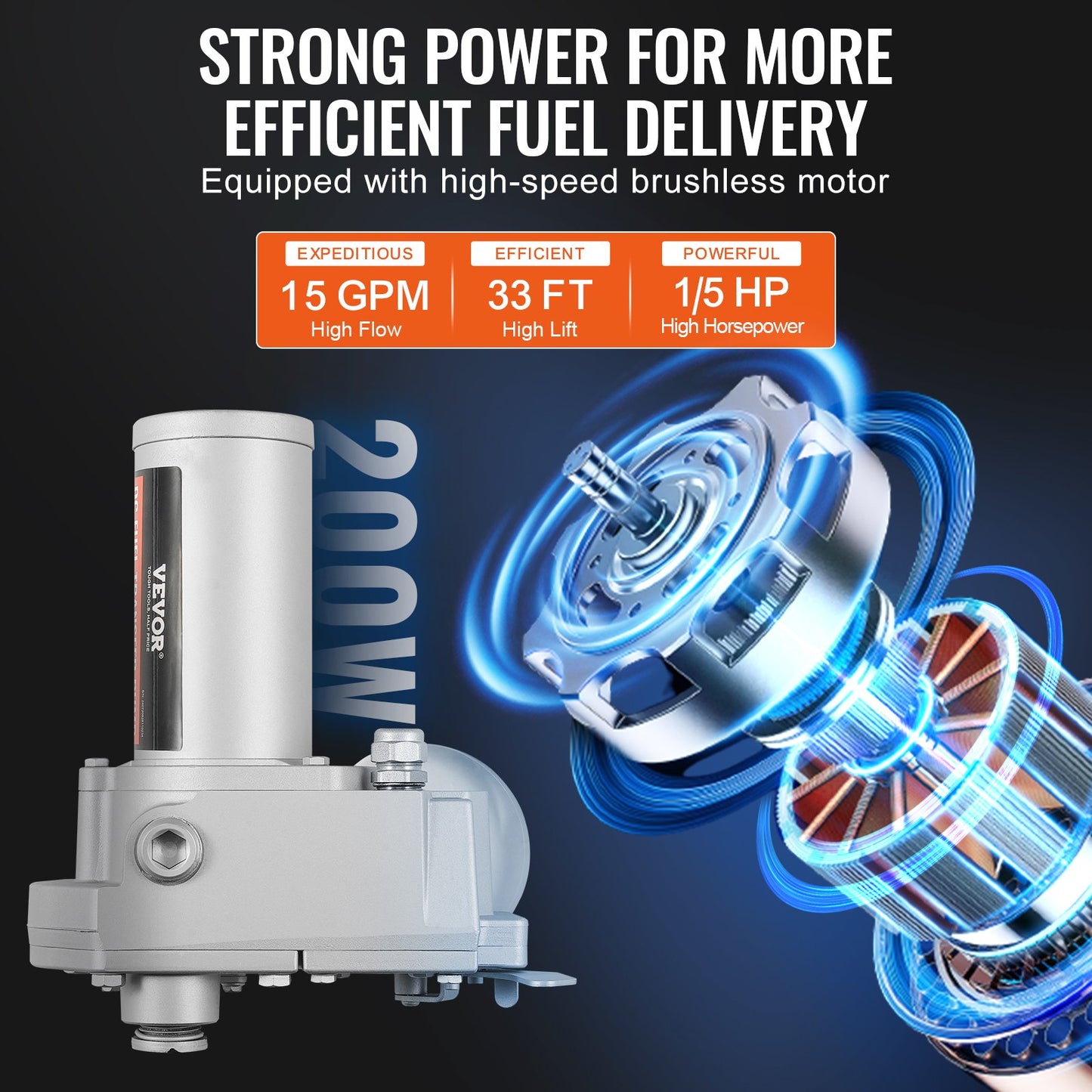 Bränsleöverföringspump 12V 15 GPM 1/5 HK dieselpump med automatiskt bränslemunstycke