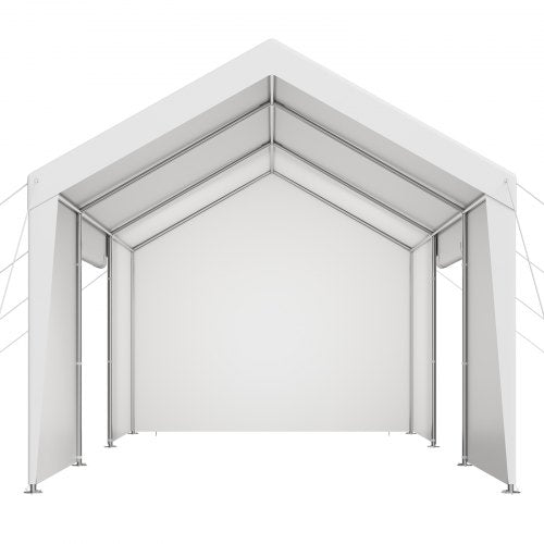 Carporttak 3x6 meter Kraftigt bilskydd med sidoväggar Vitt