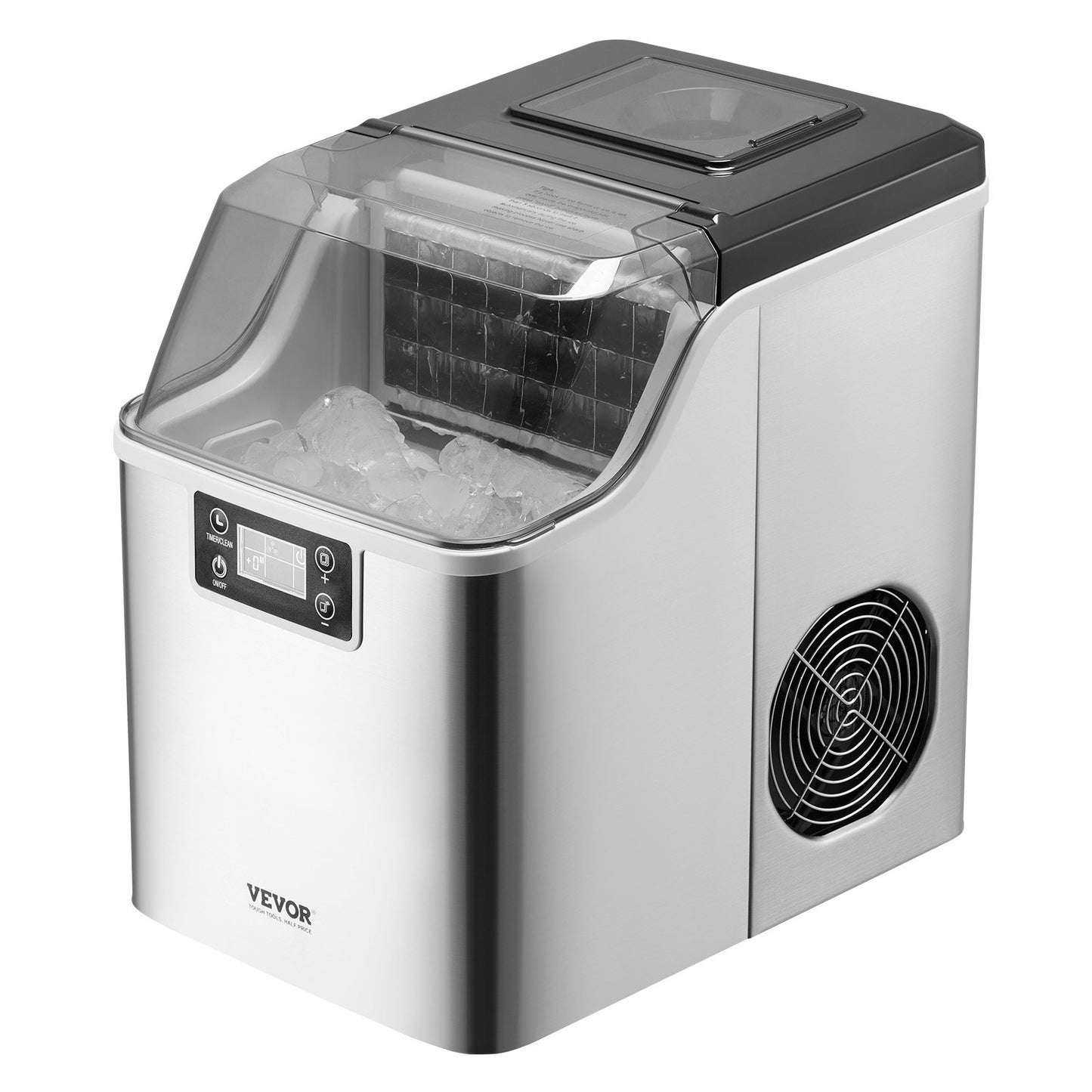 Portable Countertop Ice Maker 45lbs/24H Self-Cleaning with Bucket Basket