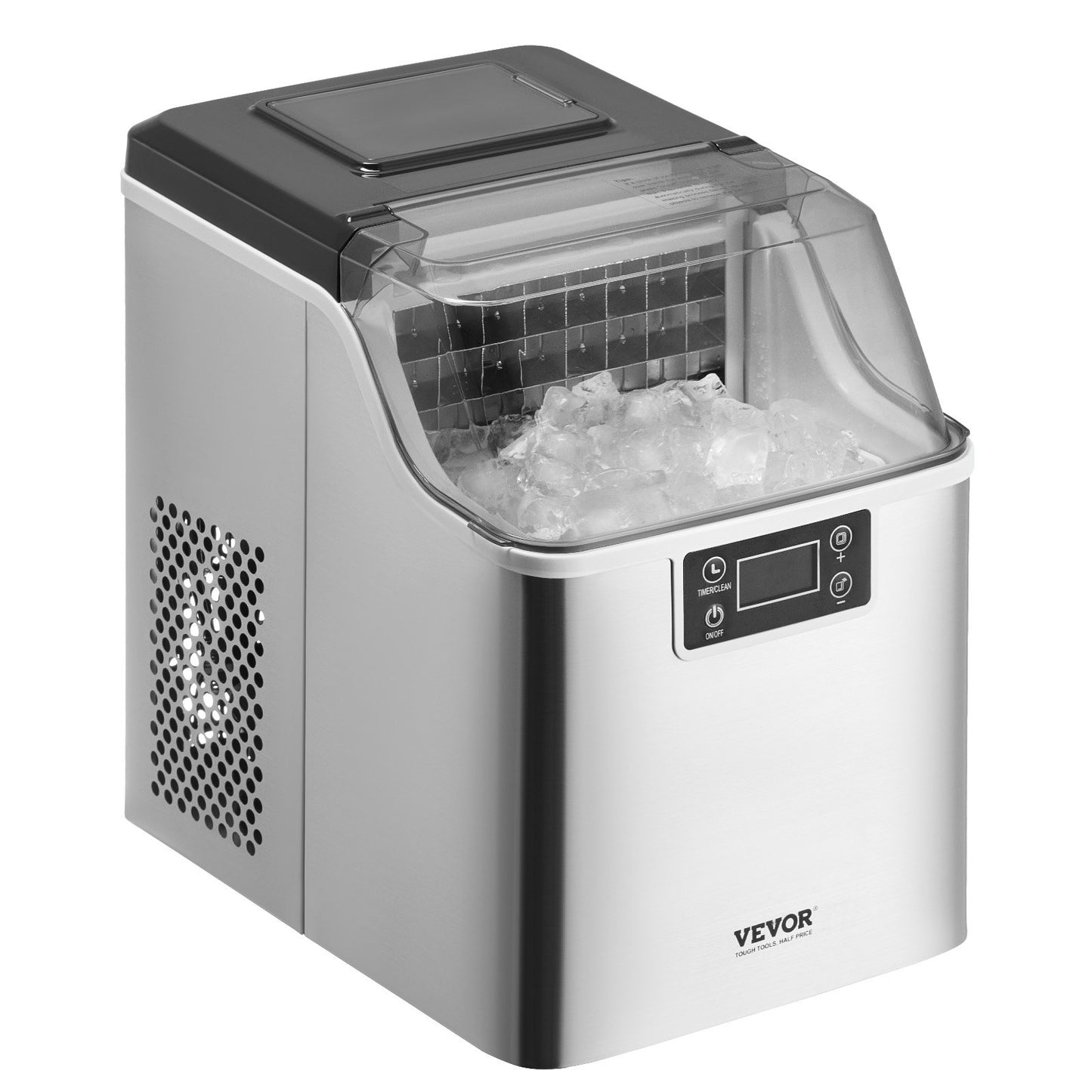 Portable Countertop Ice Maker 45lbs/24H Self-Cleaning with Bucket Basket
