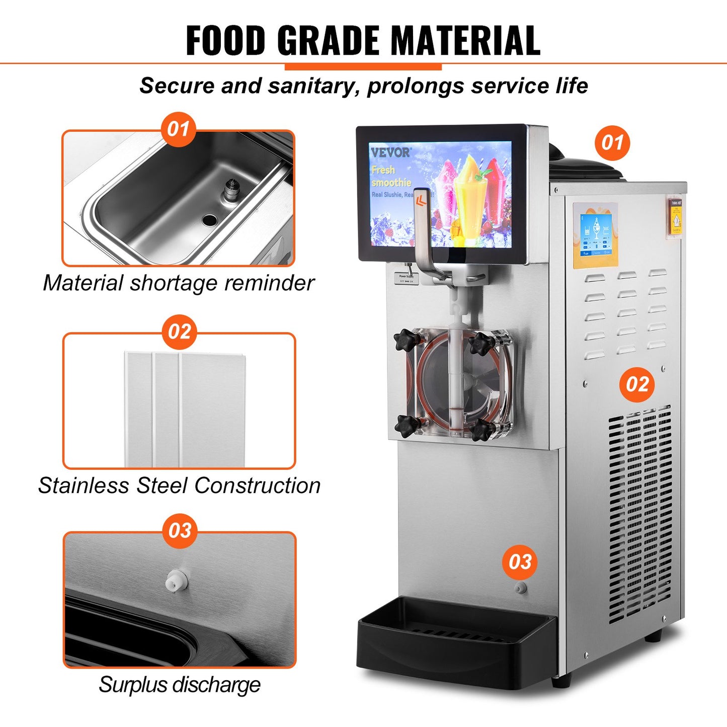 8L / 2,1 Gal Single Bowl Kommersiell Slushy Machine Margarita Smoothie Frozen Drink