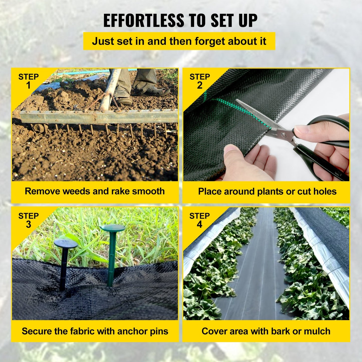 3FTx50FT Premium Weed Control Fabric Heavy Duty 5OZ, Woven Weed Control Fabric, High Permeability Good for Bed, Geotextile Fabric for Underlayment, Polyethylene Ground Cover