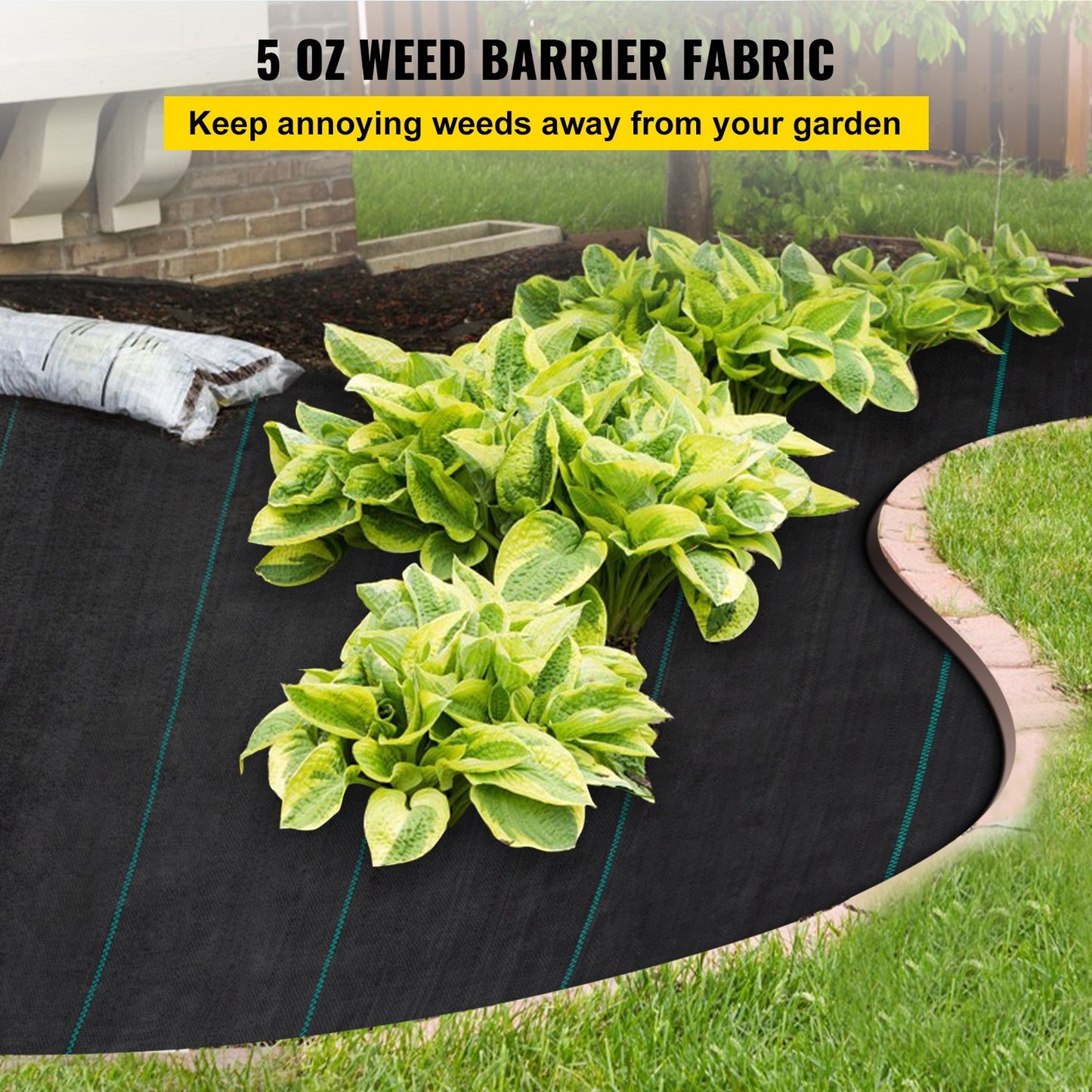 Weed Barrier Landscape Fabric, 5 x 250 Feet, 5 Oz Premium Woven Ground Cover Heavy Duty PP Material and Easy Installation, Single Layer for Outdoor Garden, Lawn, Driveway, Black