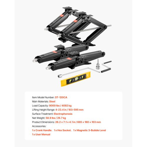 Saxdomkrafter för husbilar 9000lbs 23,4 tum Stabilisator för husbilar Nivellerande Saxdomkrafter 4-set | EU