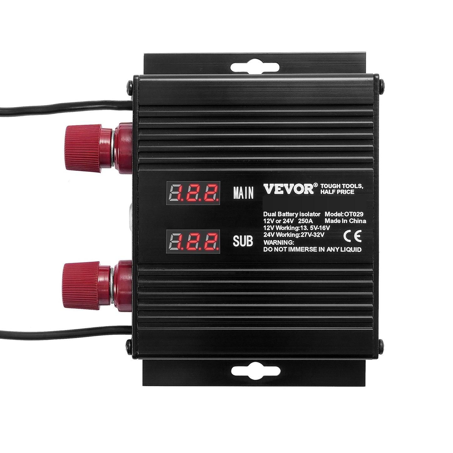 Dual Battery Smart Isolator 12V/24V 250 Amp Spänningskänslig Realy LCD