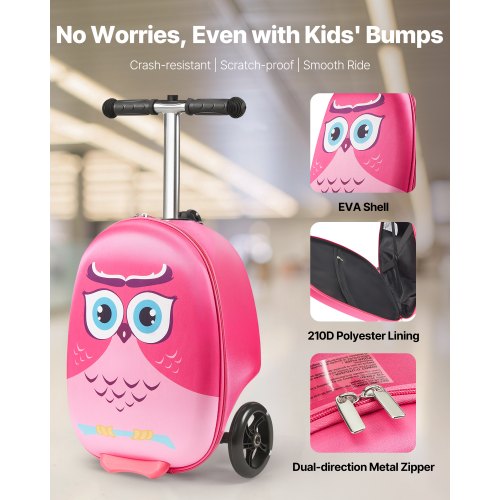 Kinderreisetasche mit Rollgepäck, 20 Zoll, Roller und Flash-Räder, rosa