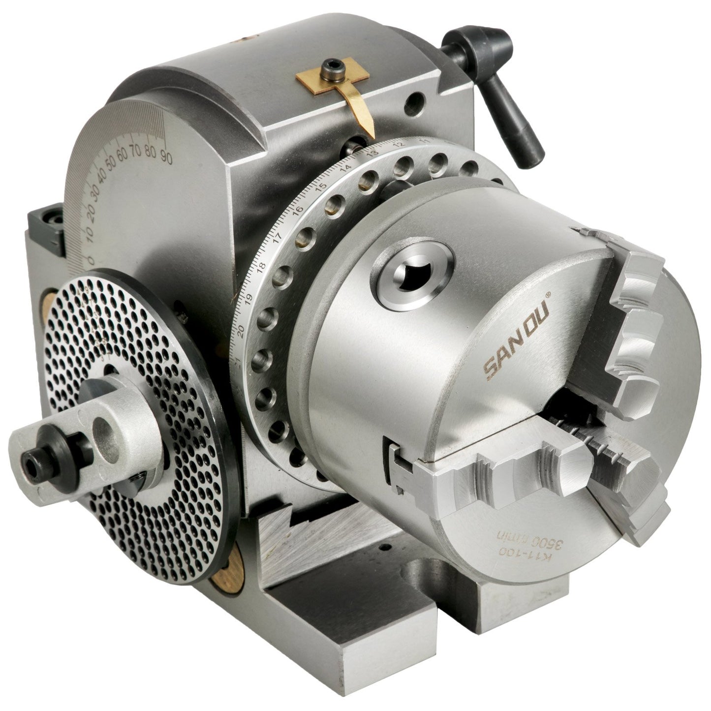 Dividing head 4 inch indexing head milling 100MM semi-universal dividing head 4 inch 3 jaw Chuck dividing head set with index plates and tailstock for precision rotary table