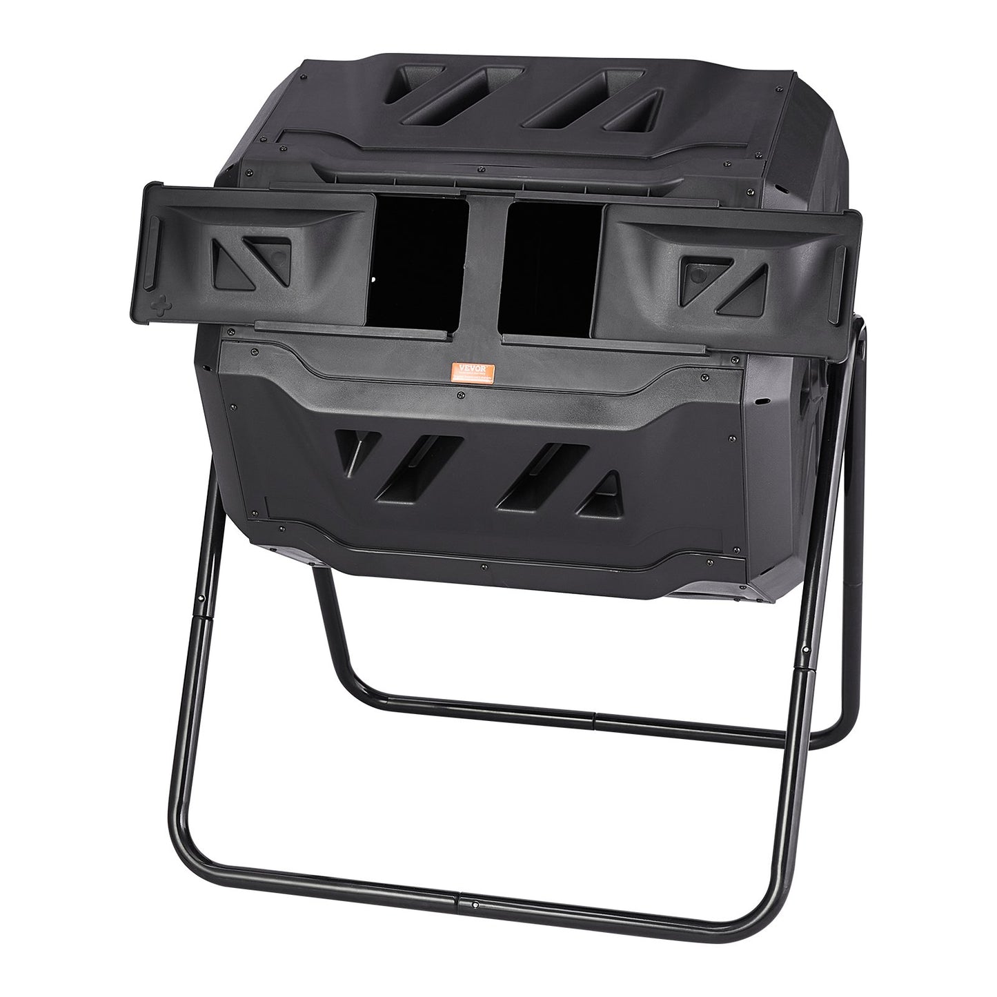 Compost Bin, 43-Gal Double Chamber Composting Bin, Large Tumbling Rotating Compost with 2 Sliding Doors and Steel Frame, BPA-Free Compost Bin for Garden, Kitchen, Yard, Outdoor